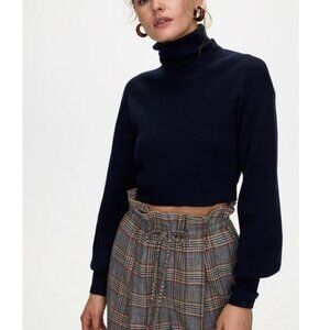 Aritzia Wilfred Rebecca Merino Wool Cropped Turtleneck Sweater Size S